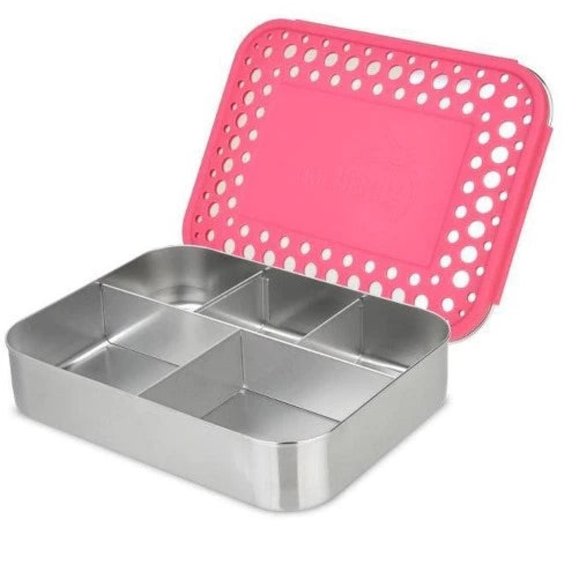 LunchBots – Large Cinco Bento Box | 5 Compartments | Pink