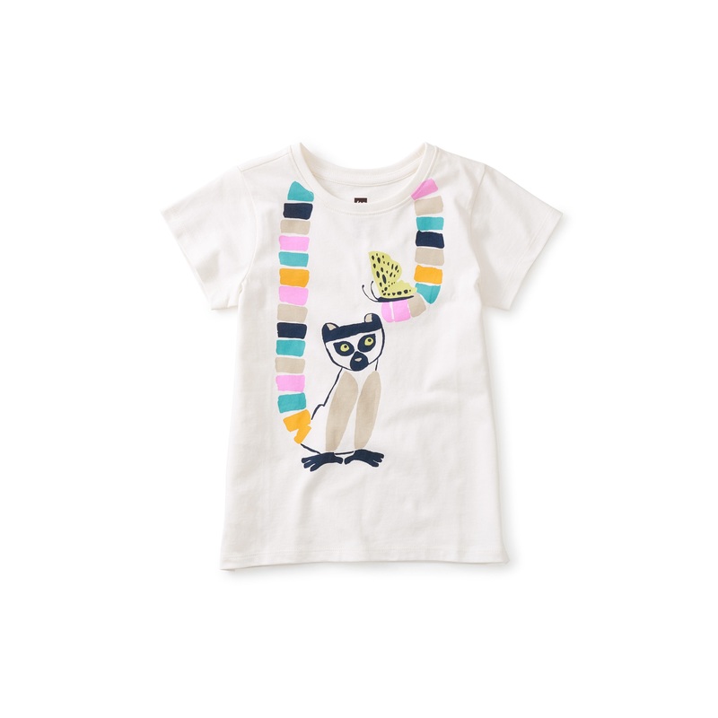 TEA LEMUR RAINBOW TAIL GRAPHIC TEE – CHALK