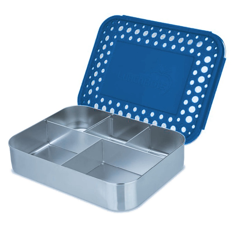 LunchBots – Large Cinco Bento Box | 5 Compartments | Blue
