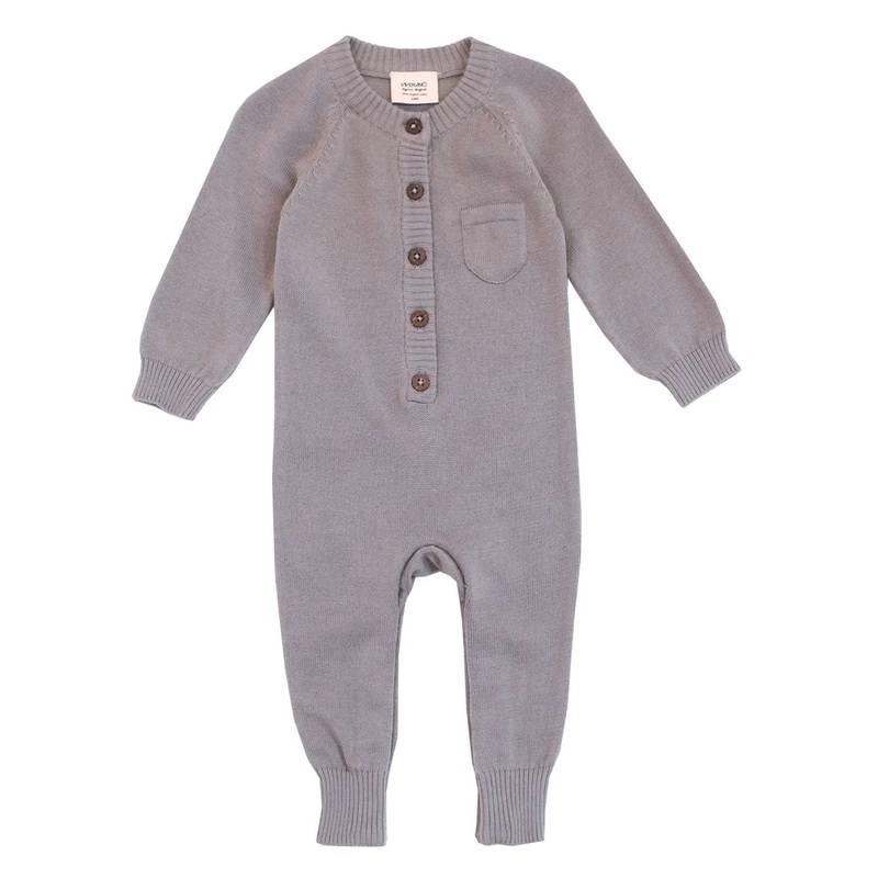 MILAN PASTEL BUTTON COVERALL SWEATER KNIT – GREY