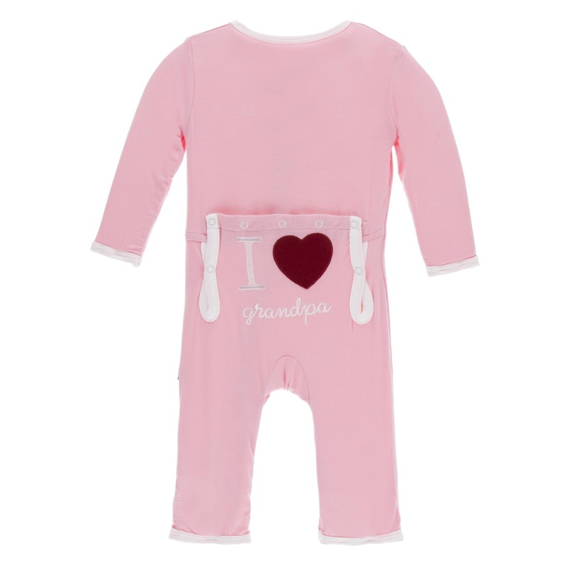 KICKEE PANTS APPLIQUE COVERALL ZIPPER – LOTUS I LOVE GRANDPA