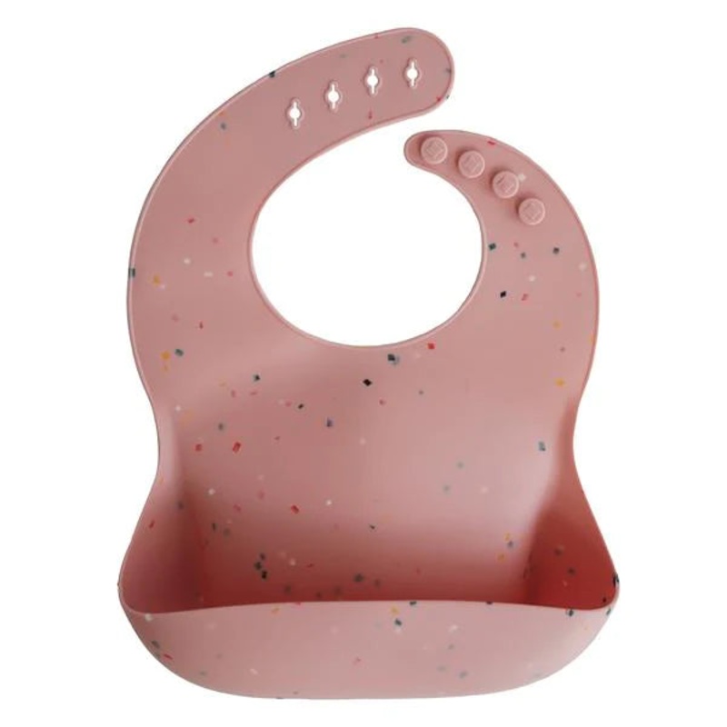 Silicone Baby Bib – Powder Pink Confetti