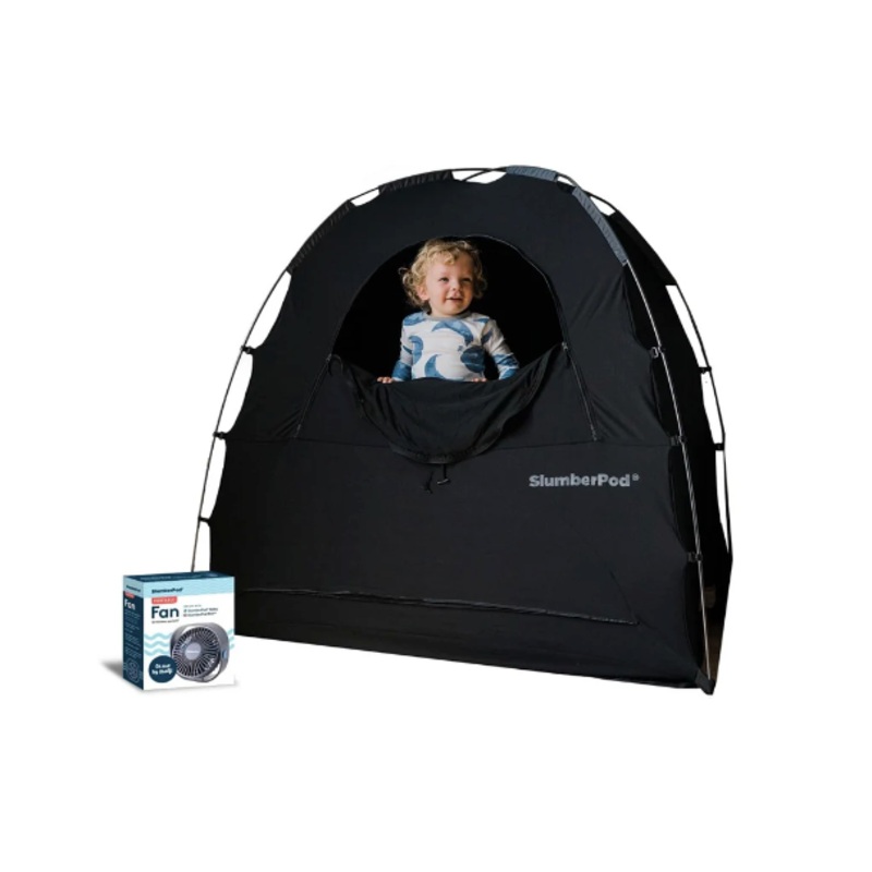 SlumberPod 3.0 Sleep Canopy with Fan, Black with Gray Accents