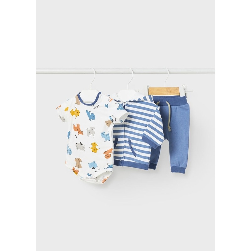 3-Pack Cotton Newborn Tracksuit – Twill Blue