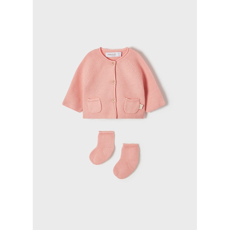 MAYORAL LONG CARDIGAN AND SOCKS – PINK