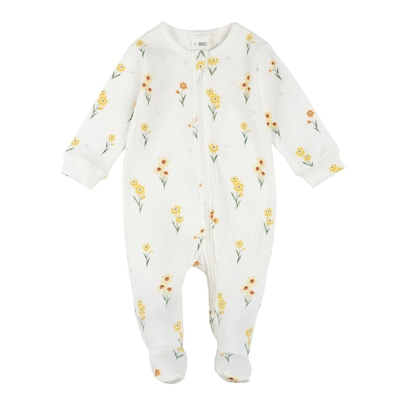 Petit Lem Organic Cotton Footed Sleeper in Flowers Print