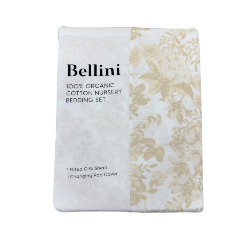 Bellini Crib Sheet and Changing Pad Cover Set, Tan Floral