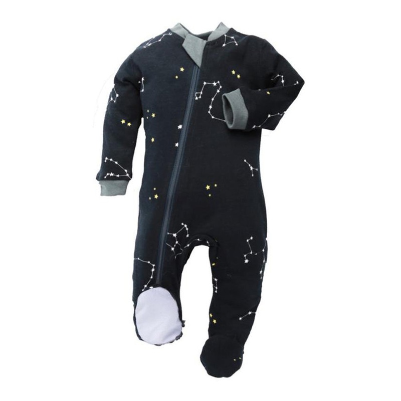 ZippyJamz Organic Cotton Footed Sleeper – Galaxy Love Navy (6-9 Months)