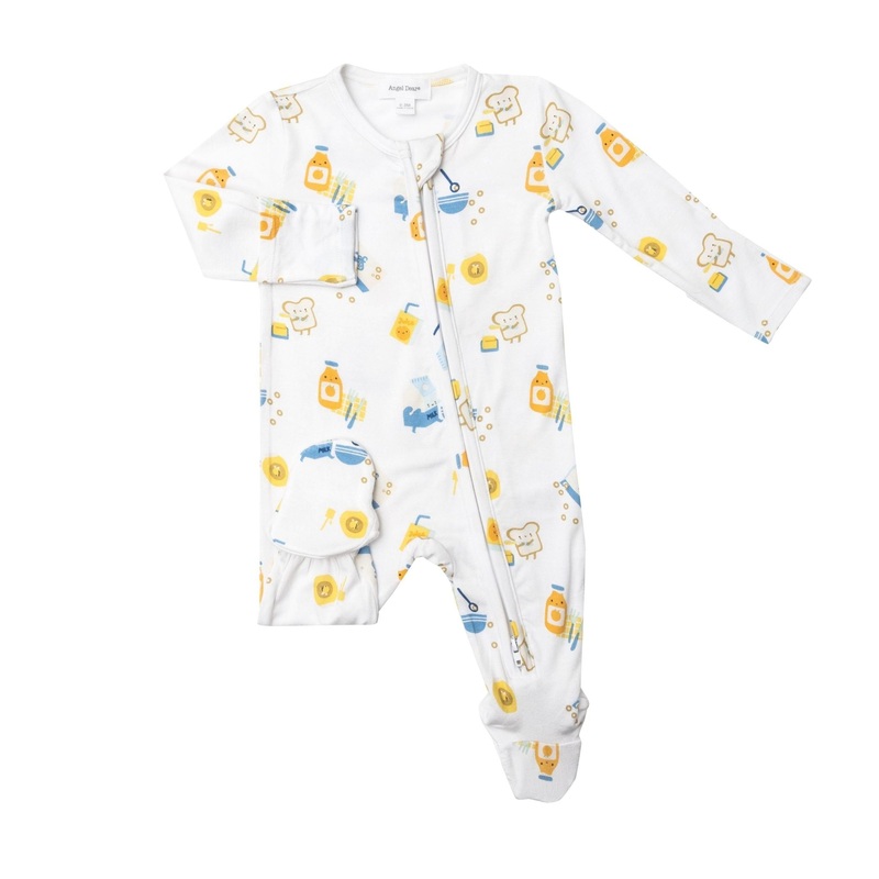 Bamboo Zipper Footie – Breakfast