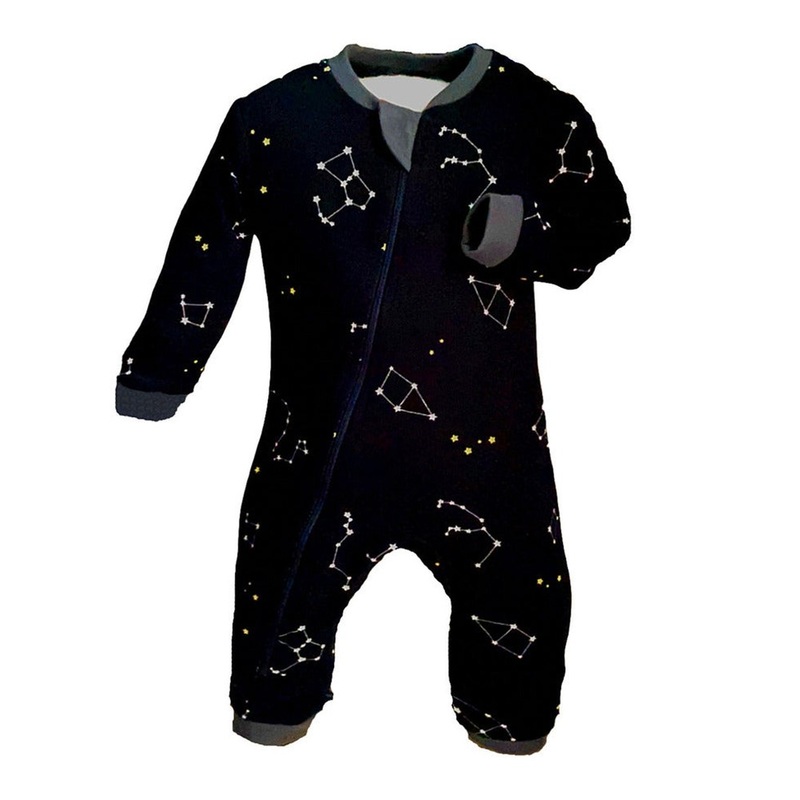 ZippyJamz Organic Cotton Footless Sleeper – Galaxy Love Navy (18-24 Months)