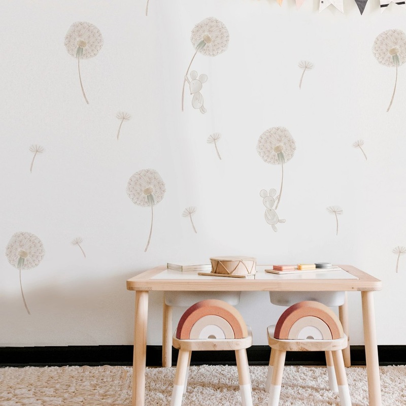 Peppy Lu Nursery Wall Decals Set – Flying Mice & Dandelions (Large)